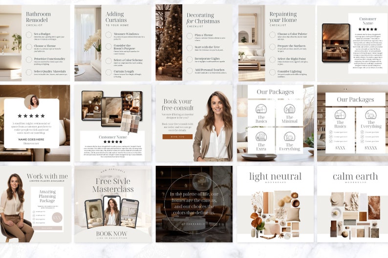 Interior Designer Social Media Posts, Edit in Canva, Instant Digital ...