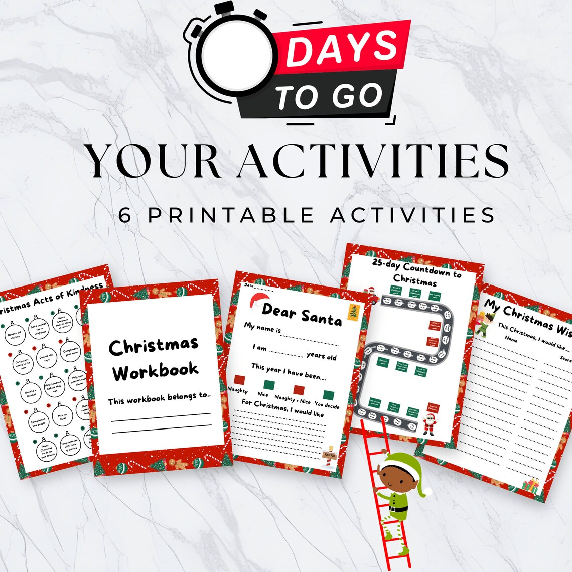 Christmas Countdown Kids Activity Workbook, Xmas Countdown Worksheets ...