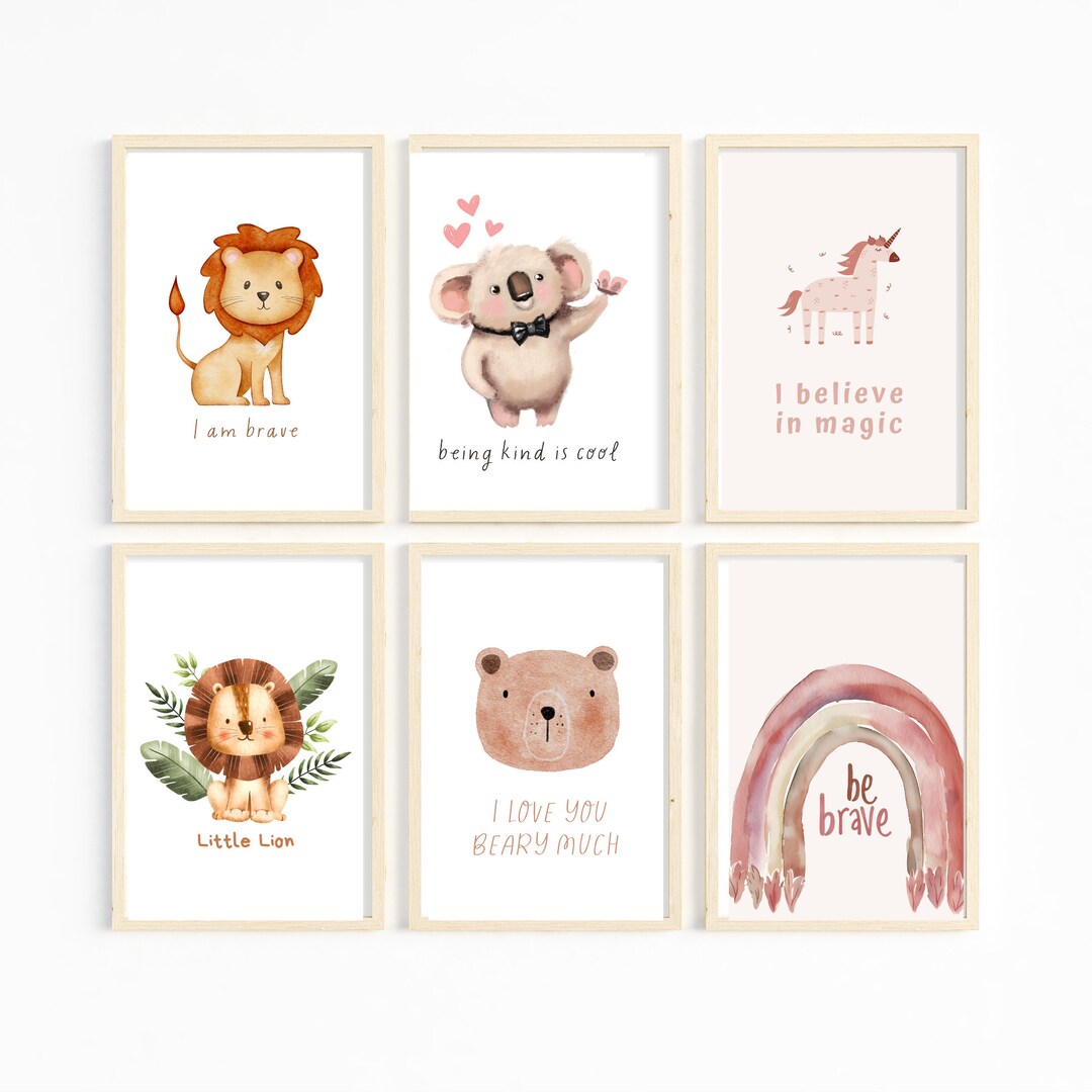 Animal Printable Nursery Wall Art Jpeg Files, Baby Animal Prints, Kids ...
