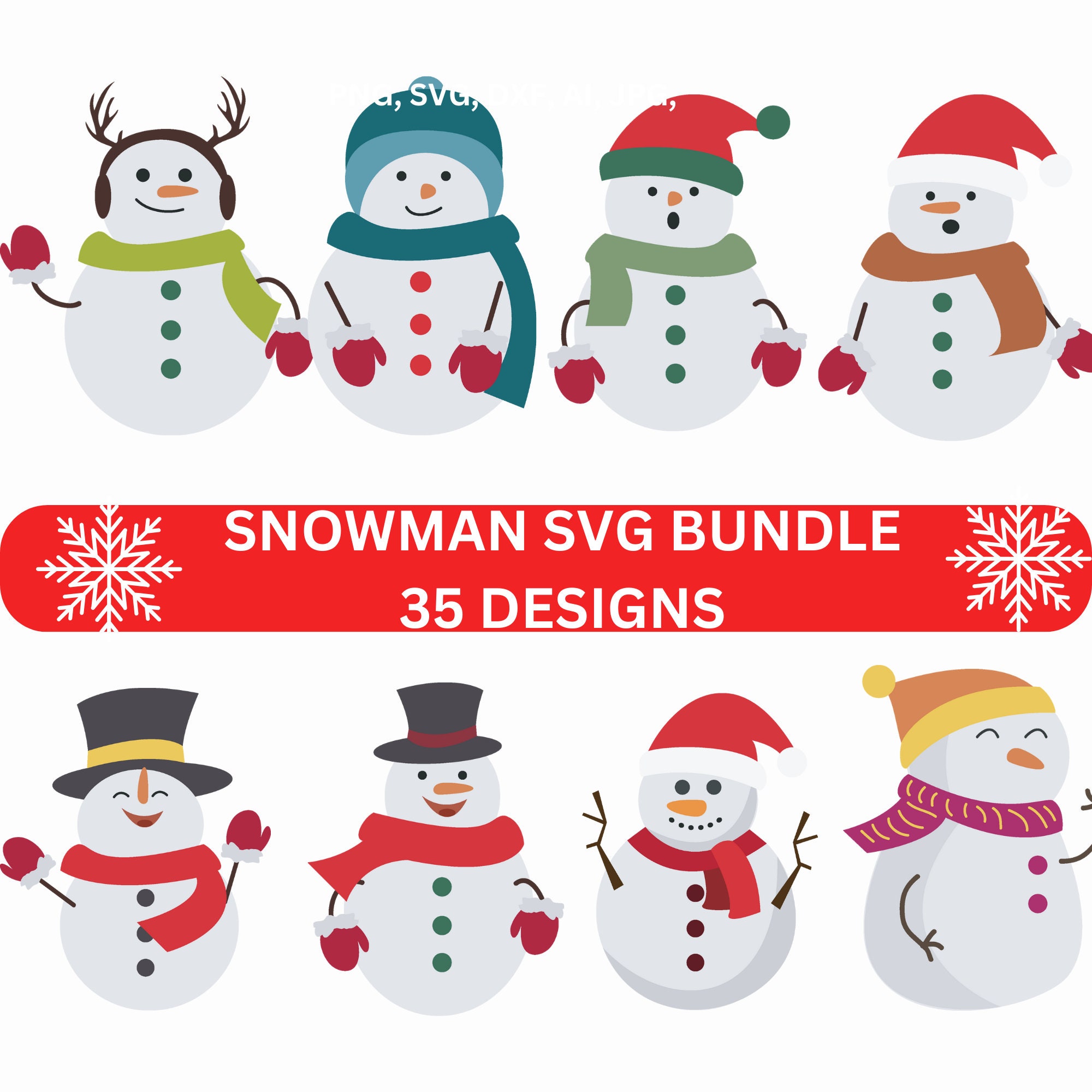 Snowman Svgs and Pngs | Festive Cut Files for Cricut | Christmas ...