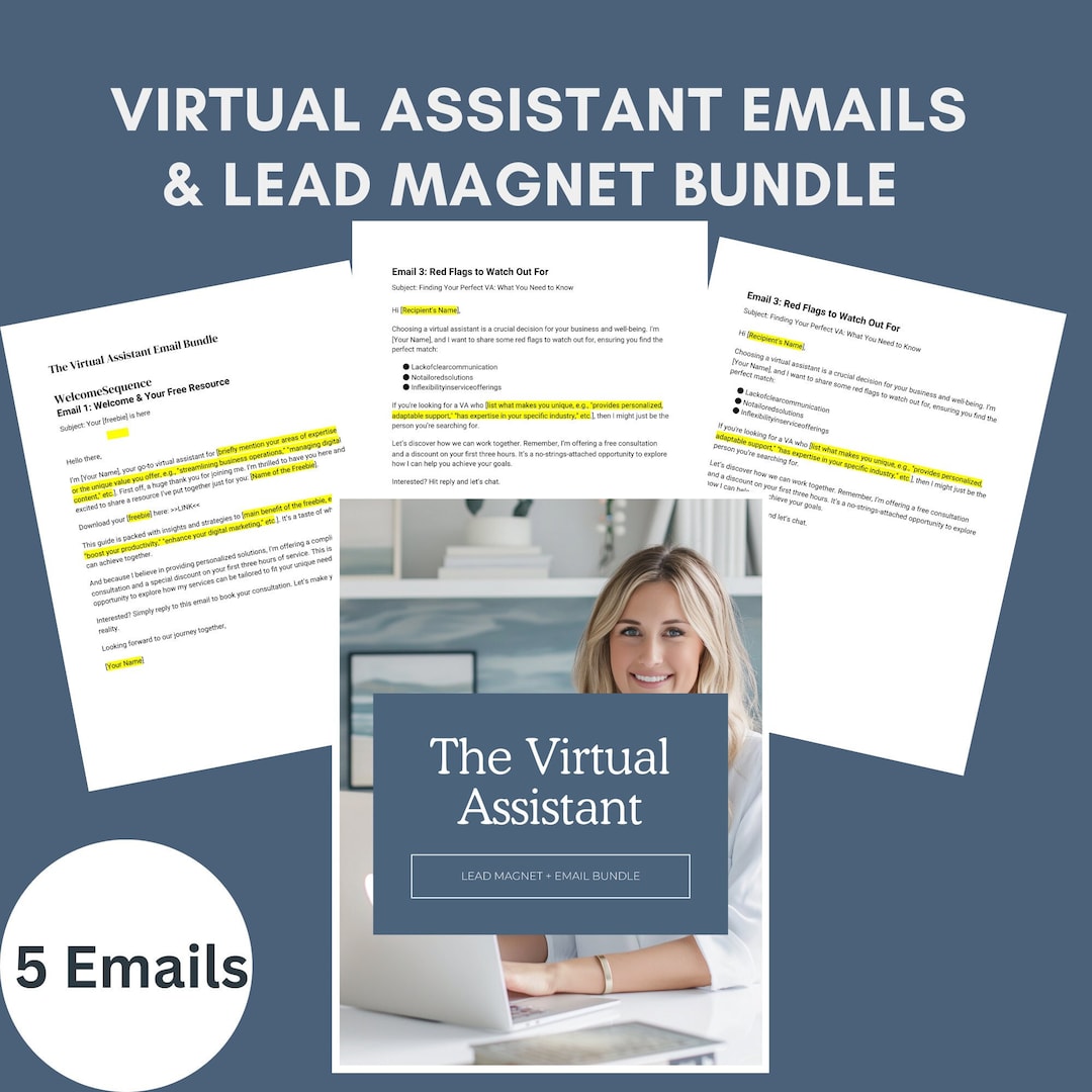 Virtual Assistant Email Address Examples Virtual Assistant Emails & Lead Magnet Bundle, Virtual Assistant ...