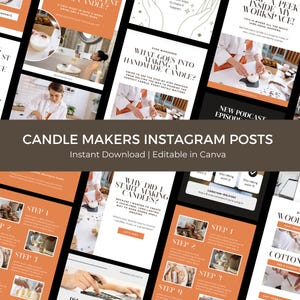 Candle Maker Social Media Posts, Candle Maker Editable Canva Instagram Posts, Done For You Candle Business Posts, Instagram Candlemaker