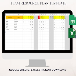Team Resource Plan Tracking Detailed Tracker Management Google Spreadsheet Excel File, Task Tracker, Project Tracker, Resource Capacity Plan