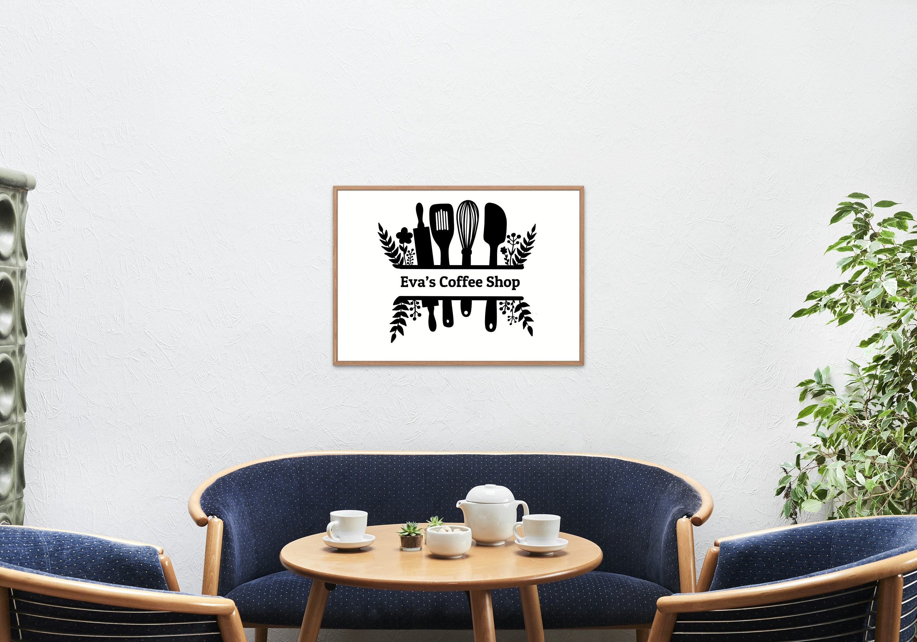 Kitchen Split Frame Monogram SVG, Kitchen Utensils PNG, Cricut Files ...