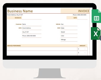 Automotive Service Invoice Template | Car Repair | Auto Repair Invoice | Canva Template | Auto Repair Estimate Template  Google Sheets Excel
