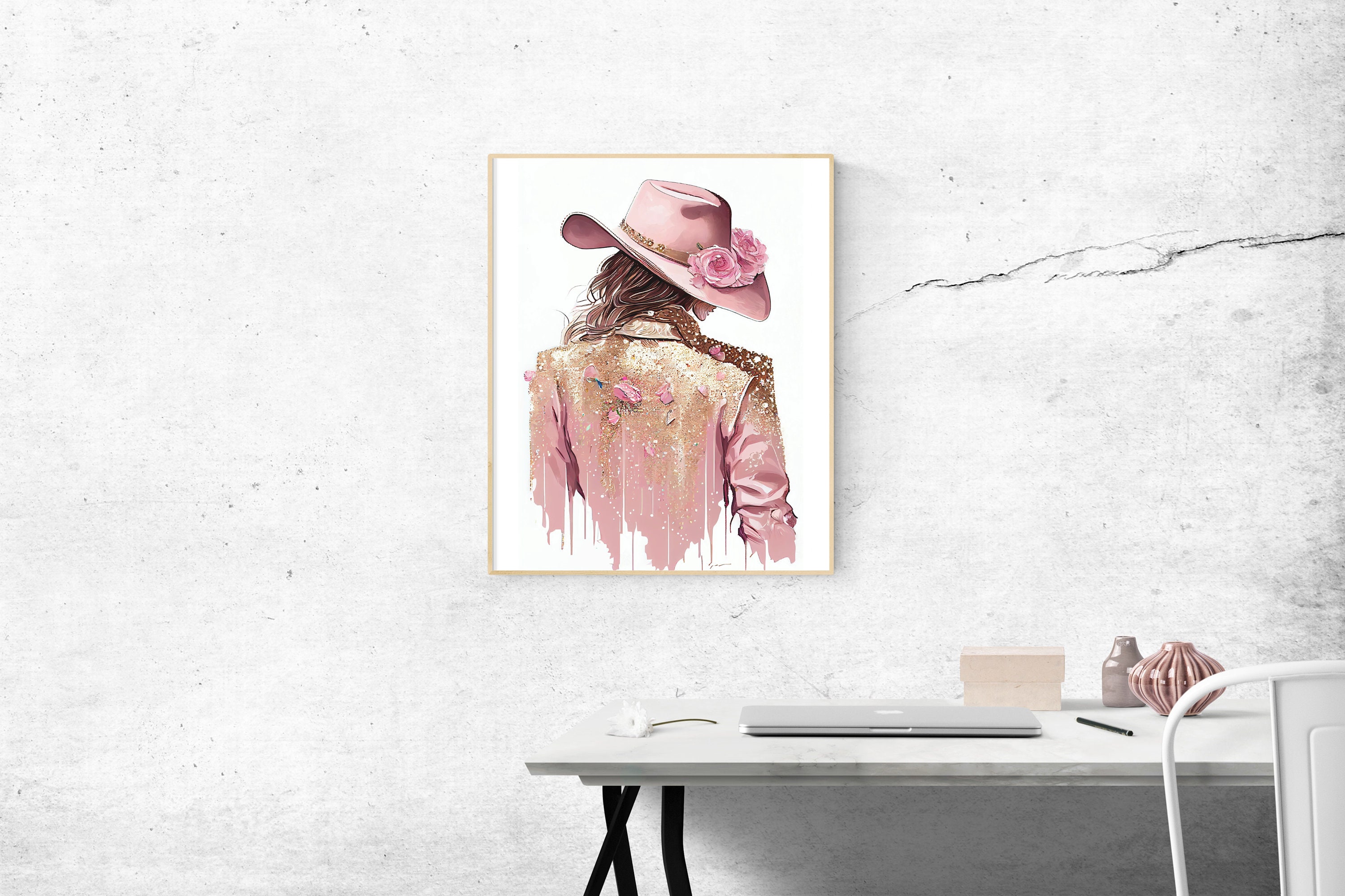Gold and Pink Cowgirl Printable Poster, Girly Dorm Room Wall Art ...