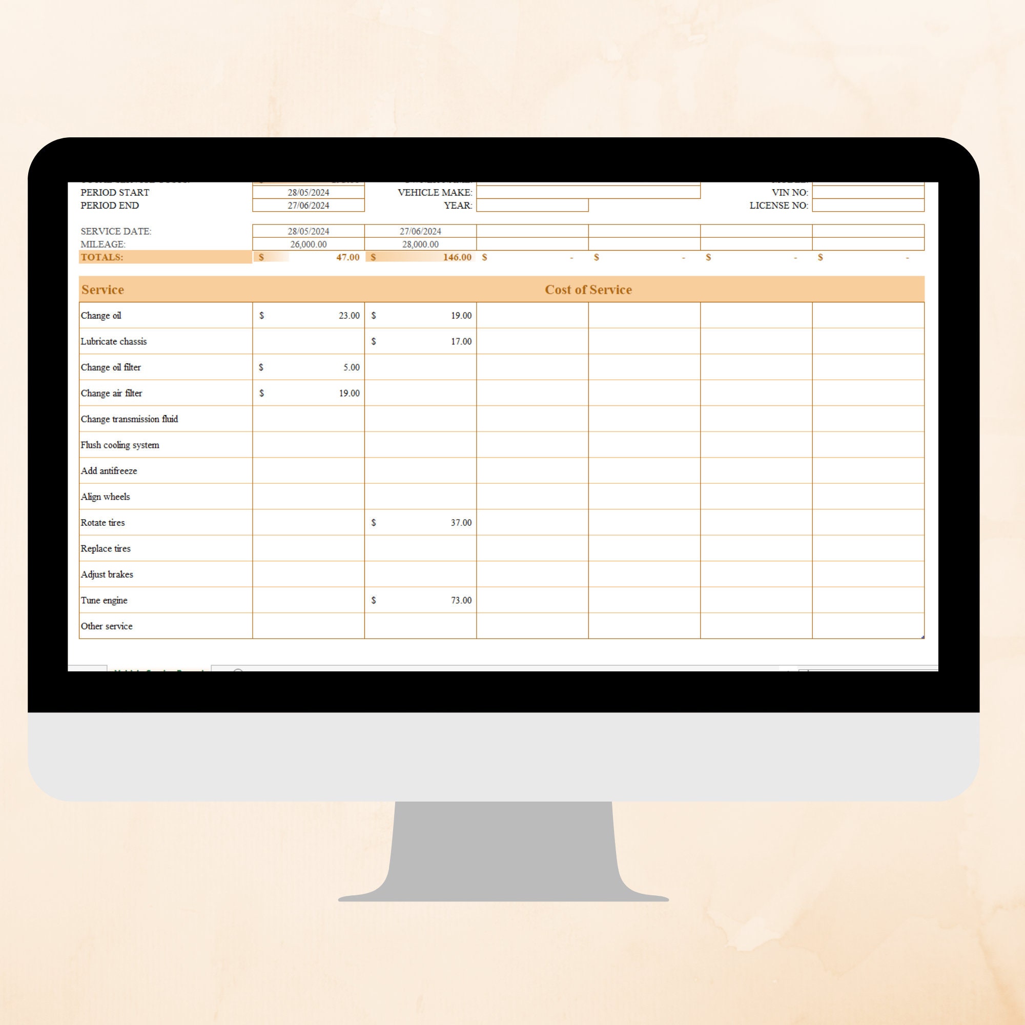 Ford Service Invoice Vehicle Service Record Template Automobile Service Invoice Template ...