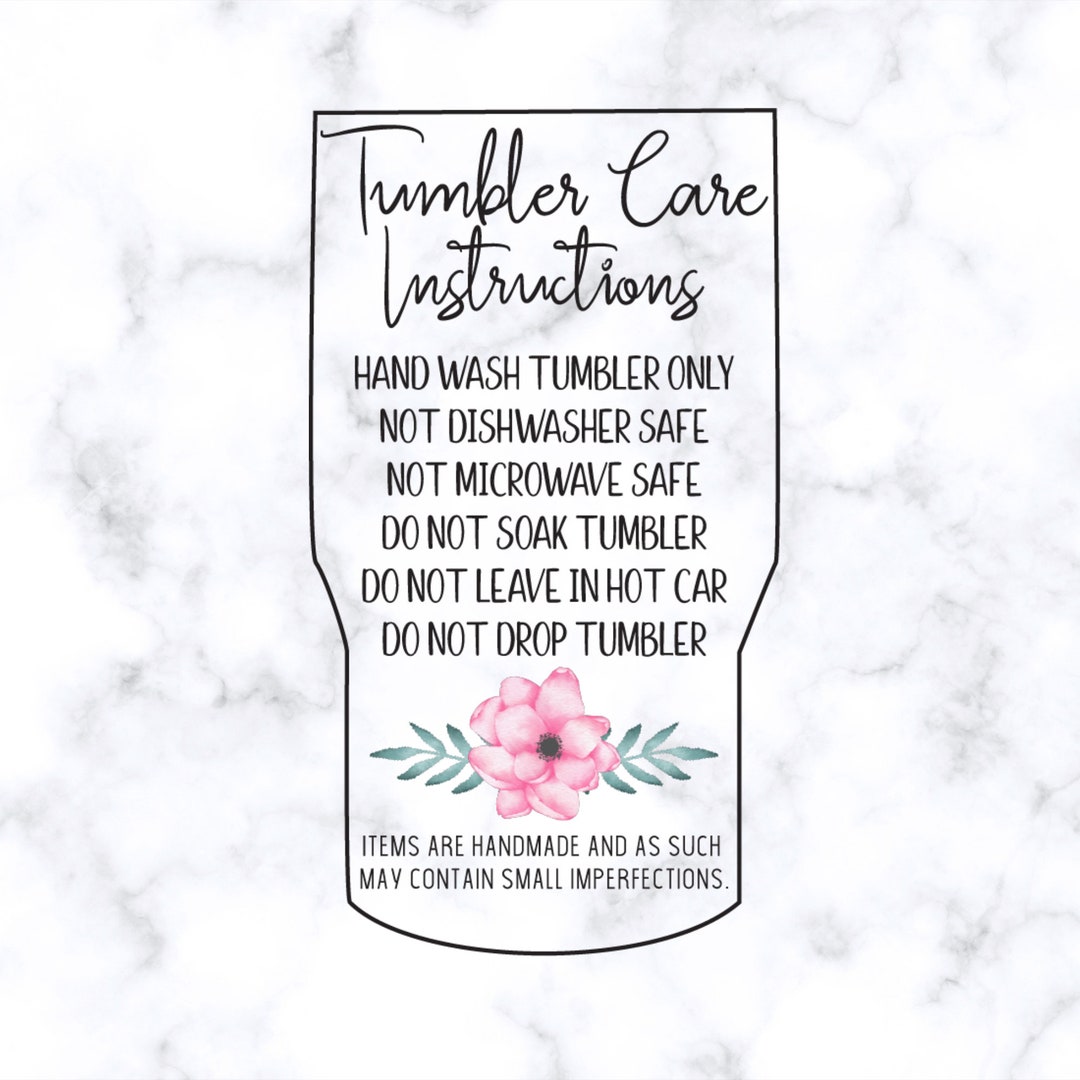 Tumbler Care Instructions PNG, Tumbler Card Card Pink, Care Card PNG