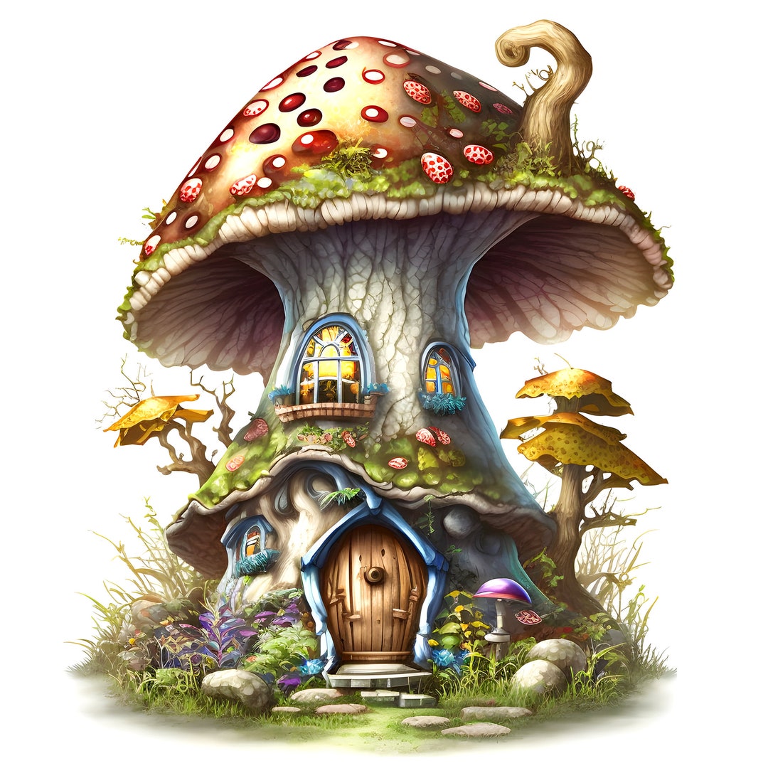 Tiny Fairy Mushroom House Clipart 4 High Quality Png's Etsy