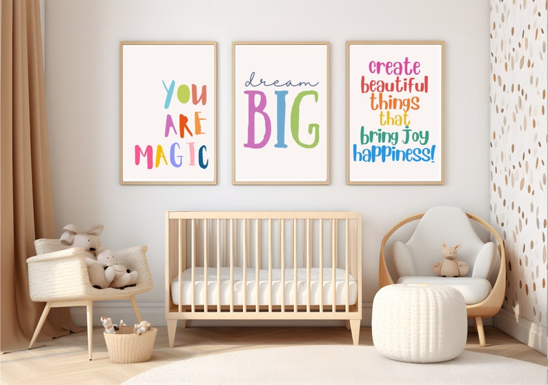 Nursery Posters Set of 3, Playroom Wall Art, Affirmation Digital ...