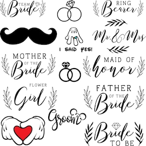 Pacote SVG de designs de casamento, gráficos de noiva e noivo, pacote de impressão de noiva sob demanda, PNG de noivado, ela disse sim!