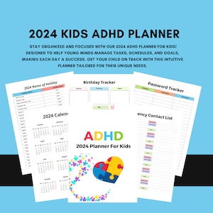印刷可能な 2024 年キッズ ADHD プランナー、ADHD 学生プランナー、キッズ メンタル ヘルス、即時ダウンロード、キッズ ToDo リスト、キッズ セルフ ケア オーガナイザー