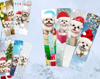 Cute Adorable Christmas Puppy Printable Bookmarks, Instant Download, Digital Bookmark, Bookmark PNG, Christmas Parties, Book Lover Gift