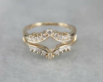 Enhancer Guard, Lab-Created 2CT Round Cut Diamond 14K Yellow Gold Plated, Enhancer Wrap Band Ring, Jacket Ring, Bridal Insert Ring Guard