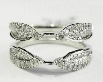 2.00 Ct Round Cut White Diamond Wedding Enhancer Wrap Band Ring 925 Sterling Silver 14k White Gold Finish Engagement Wedding Ladies