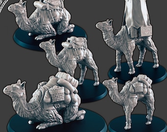Camels | Empire of Scorching Sands | D&D for Pathfinder 2E | 32/28mm Tabletop RPG, Wargaming