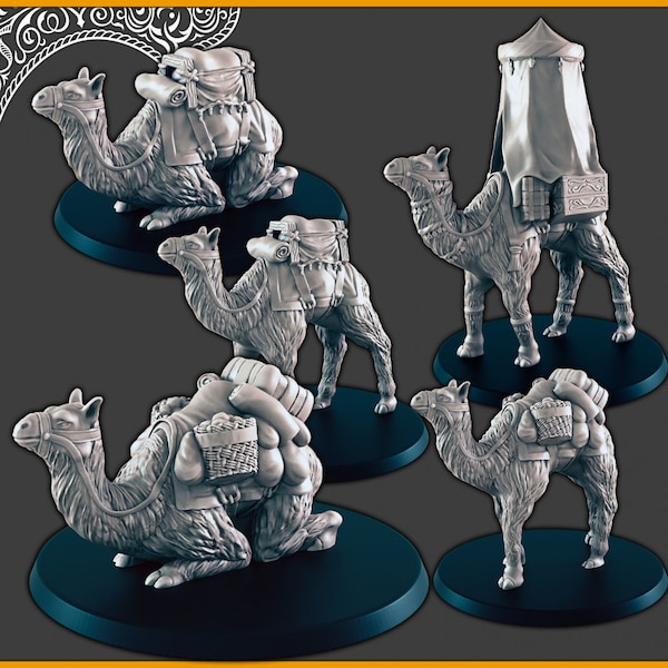 Camels | Empire of Scorching Sands | D&D for Pathfinder 2E | 32/28mm Tabletop RPG, Wargaming