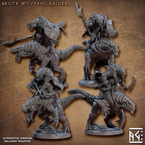 Artisan Guild | Brute Wyvern Riders | Frostheart Lizardmen | 3D Minis, dragons dungeons fantasy wargame DnD abyss cannons TTRPG