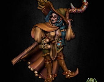 D&D Ruby The Witch Female Wizard Sorceress (NSFW version available) for 2E,  for 32/28mm Scale Tabletop RPGs Unpainted