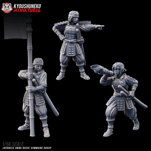 Japanese Onna Bushi Command Group Set | Japanese Yokai Kensei for Test of Honour | Feudal Wargaming Tabletop | Kyoushuneko Miniature