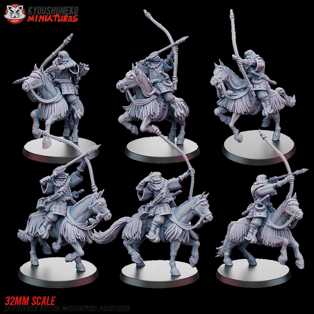 Japanese Mounted Sohei Archers Set Japanese Yokai Kensei for Test of