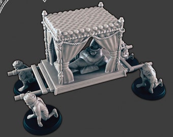 Desert Noble Lounging and Palanquin + Carriers | Empire of Scorching Sands | D&D for Pathfinder 2E | 32/28mm Tabletop RPG, Wargaming