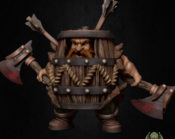 Dungeons & Dragons Klaus The Barrel Dwarf Fighter Miniatures for Pathfinder 2E, Perfect for 32/28mm Scale Tabletop RPGs Unpainted