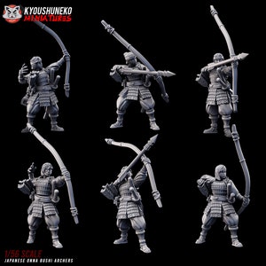 Japanese Onna Bushi Archers Set | Japanese Yokai Kensei for Test of Honour | Feudal Wargaming Tabletop | Kyoushuneko Miniature