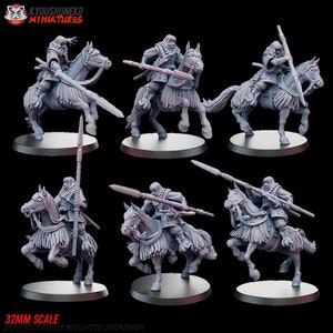 Japanese Mounted Sohei Spearmen Set | Japanese Yokai Kensei for Test of Honour | Feudal Wargaming Tabletop | Kyoushuneko Miniature
