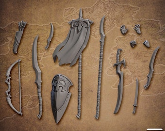 Artisan Guild Standalone Waffen und Hände (Noble Luzerne), Krieger, Kämpfer, Goblinoid, Pathfinder, TTRPG, 3D Minis Tabletop Gaming