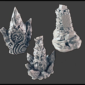 Dungeons & Dragons Icy Totems and Rocky Cairn Scatter Terrain Scenery for Pathfinder 2E, Tabletop RPGs Wargaming Unpainted