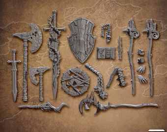 Artisan Guild Standalone Weapons and Hands (Rodburg Cultist of Melmora), Necromancer, Zombie, Skeleton, Undead, 3D Minis Tabletop Gaming