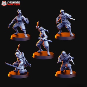 Ninja Units Miniature Set | Japanese Yokai Kensei for Test of Honour | Feudal Wargaming Tabletop | Kyoushuneko Miniature
