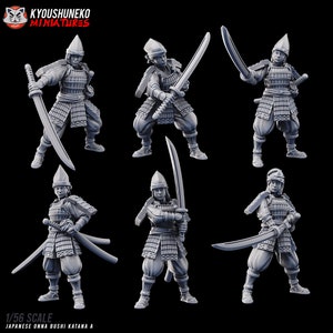 Japanese Onna Bushi Katana A Miniature Set | Japanese Yokai Kensei for Test of Honour | Feudal Wargaming Tabletop | Kyoushuneko Miniature