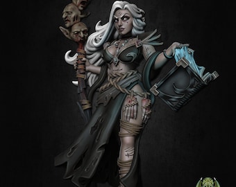 D&D Reina The Outcast Sorceress Human (NSFW version available) for 2E,  for 32/28mm Scale Tabletop RPGs Unpainted