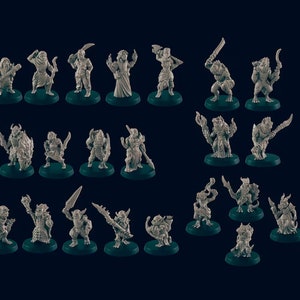 DND Essential Monster Mini Pack 2 - 22 Miniatures | EC3D, Pathfinder 2E, Kobold, Orc, Gnoll, Bandit, Goblin | 32mm 28mm | TTRPG | Wargaming