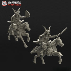 Japanese Samurai Daimyo Rider Miniature | Japanese Yokai Kensei for Test of Honour | Feudal Wargaming Tabletop | Kyoushuneko Miniature