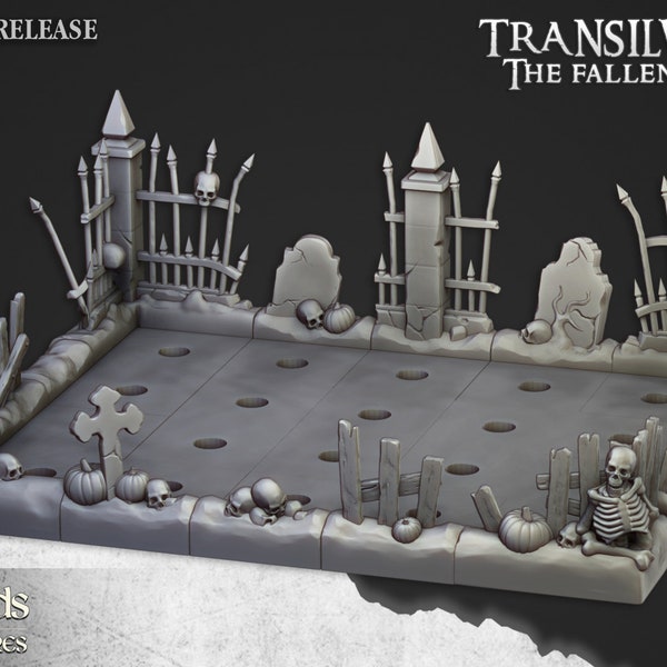 Undead Modular 20x20 Movement Tray Graveyard Graves Terrain | Highland Miniatures | 28mm | 32mm | Wargaming | Pathfinder | D&D | Fantasy