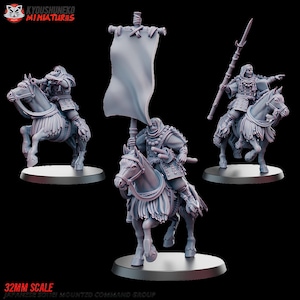 Japanese Mounted Sohei Command Group Miniature | Japanese Yokai Kensei Test of Honour | Feudal Wargaming Tabletop | Kyoushuneko Miniatures