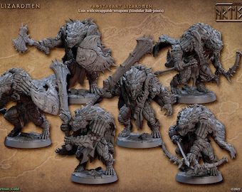 Artisan Guild | Frostheart Lizardmen | Frostheart Lizardmen | 3D Minis, dragons dungeons fantasy wargame DnD abyss cannons TTRPG