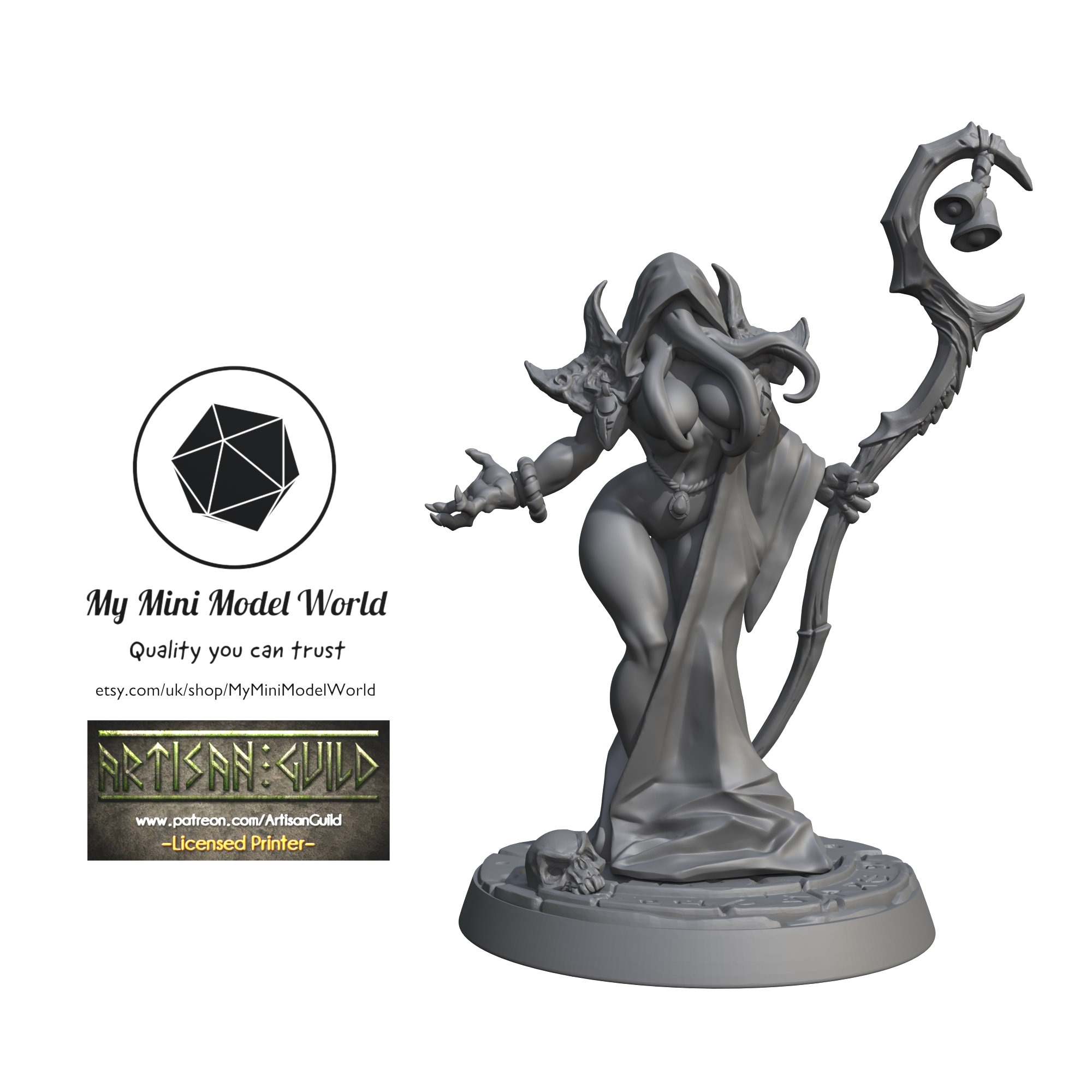 Artisan Guild Slithis the Enchantress ( Slathaai of House Mora ) - DnD TTRPG Wizard Miniature, RPG Mage Elemental, Fantasy Game Piece