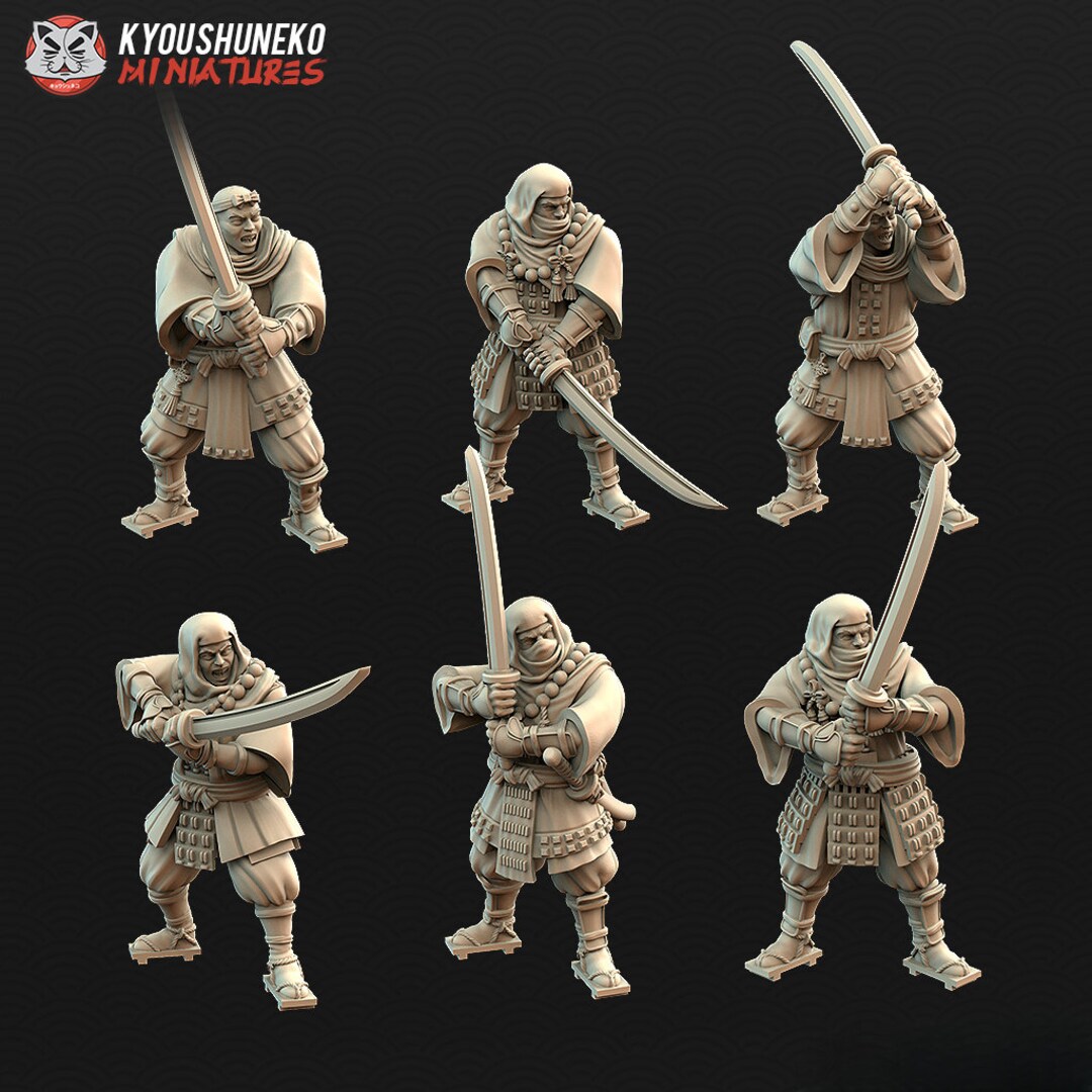 Sohei Sohei Monk Swordsmen Miniature Set | Japanese Yokai Kensei for Test of ...
