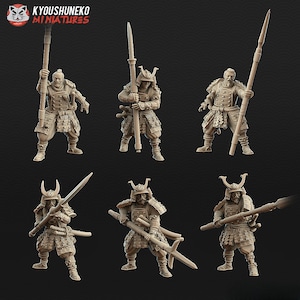 Japanese Samurai Spearmen Miniature Set | Japanese Yokai Kensei for Test of Honour | Feudal Wargaming Tabletop | Kyoushuneko Miniature