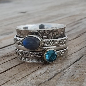 Labradorite, Blue Topaz Ring, Handmade Ring, 925 Silver Ring, Spinner Ring, Natural Stone, Silver Jewelry, Beautiful Ring, Gemstone Ring