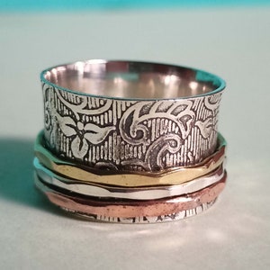 Beautiful Ring, 925 Silver Ring, Spinner Ring, Handmade Ring, Designer Band Ring, Women Ring, Silver Jewelry, Thumb Ring, Boho Ring,Gift Her