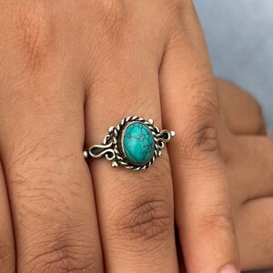 Blue Turquoise Ring, Gemstone Ring, 925 Silver Ring, Natural Turquoise, Handmade Ring, Beautiful Ring, Turquoise Jewelry, Boho Ring,Gift Her
