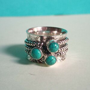 Turquoise Ring, Gemstone Ring, 925 Silver Ring, Beautiful Ring, Spinner Ring, Natural Turquoise, Band Ring, Handmade Ring, Turquoise Jewelry