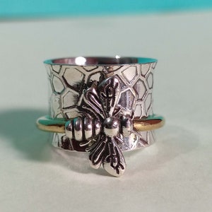 Bee Ring, Beautiful Ring, Handmade Ring, 925 Silver Ring, Designer Bee Ring, Boho Ring, Spinner Ring, Band Ring, Silver Jewelry, Gift Her