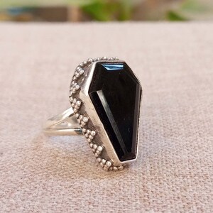 Black Onyx Ring, Gemstone Ring, Coffin Jewelry, Beautiful Ring, Natural Onyx, Handmade Ring, Designer Ring, 925 Silver Ring, Black Coffin