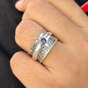 Amethyst Ring, Spinner Ring, Handmade Ring, 925 Silver Ring, Natural Amethyst, Beautiful Ring, Band Ring, Designer Ring, Amethyst Jewelry